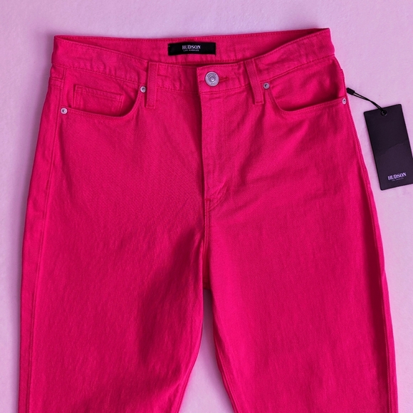 Hudson Holly Jeans High Rise Cropped Bootcut Zip Fly Hibiscus Pink Denim 27 NWT - Picture 4 of 14